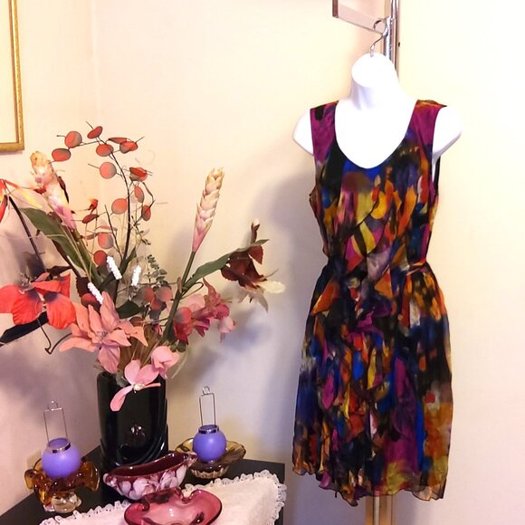 NWT SIMON CHANG Women's Unique Designed Ruffle Lined Summer Dress 12 - Picture 7 of 10